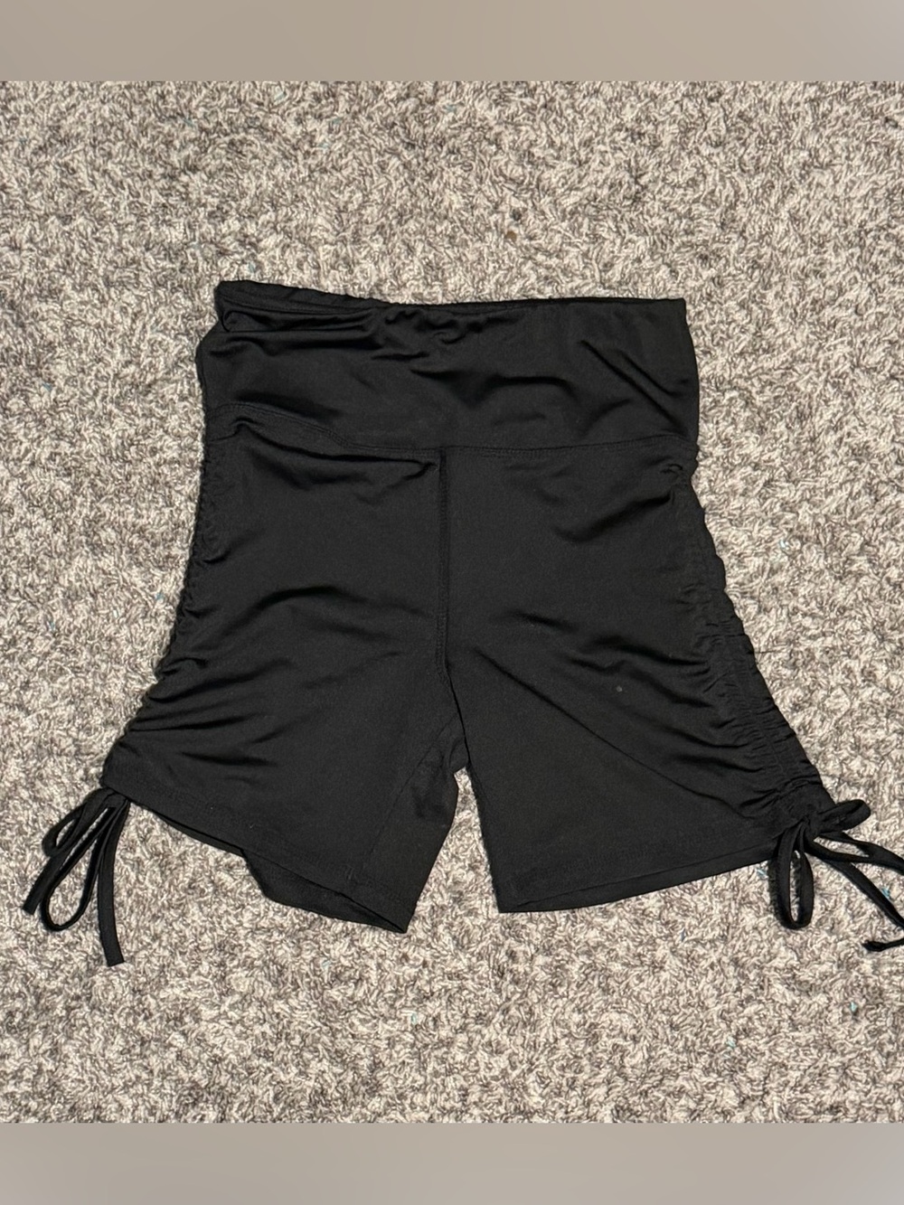 EARTHBOUND Black High-Waist Ruched Side Bike Shorts